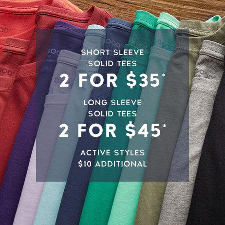 Shop Men's Solid Tees and get 2 for $35